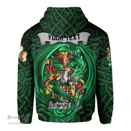 ScotsTee Shop Irish Raynolds Coat of Arms Irish Hoodie Family Crest Green Dragon Of Ireland Hoodie