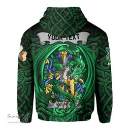 ScotsTee Shop Irish Orpen Coat of Arms Irish Hoodie Family Crest Green Dragon Of Ireland Hoodie