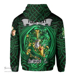 ScotsTee Shop Irish Odell Coat of Arms Irish Hoodie Family Crest Green Dragon Of Ireland Hoodie
