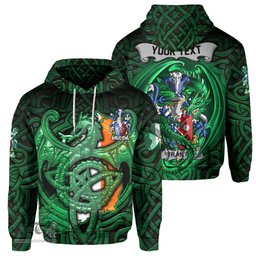 ScotsTee Shop Irish Trant or Trent Coat of Arms Irish Hoodie Family Crest Green Dragon Of Ireland Hoodie