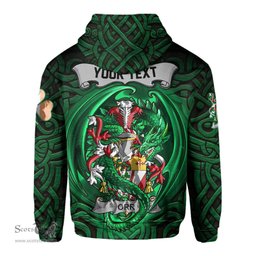 ScotsTee Shop Irish Orr Coat of Arms Irish Hoodie Family Crest Green Dragon Of Ireland Hoodie