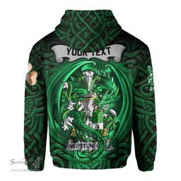 ScotsTee Shop Irish Wettenhall Coat of Arms Irish Hoodie Family Crest Green Dragon Of Ireland Hoodie