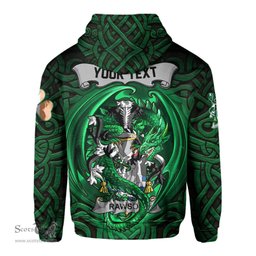 ScotsTee Shop Irish Rawson Coat of Arms Irish Hoodie Family Crest Green Dragon Of Ireland Hoodie