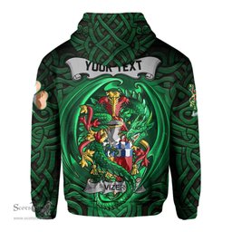 ScotsTee Shop Irish Vizer Coat of Arms Irish Hoodie Family Crest Green Dragon Of Ireland Hoodie