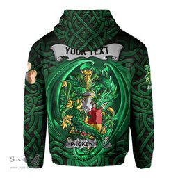 ScotsTee Shop Irish Packenham Coat of Arms Irish Hoodie Family Crest Green Dragon Of Ireland Hoodie