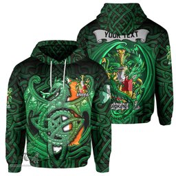 ScotsTee Shop Irish Packenham Coat of Arms Irish Hoodie Family Crest Green Dragon Of Ireland Hoodie