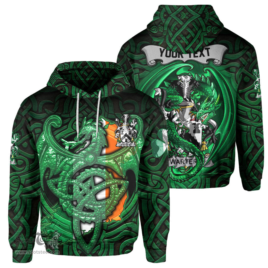 ScotsTee Shop Irish Warters Coat of Arms Irish Hoodie Family Crest Green Dragon Of Ireland Hoodie