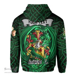 ScotsTee Shop Irish Worthing Coat of Arms Irish Hoodie Family Crest Green Dragon Of Ireland Hoodie