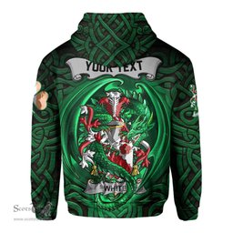 ScotsTee Shop Irish White or Whyte Coat of Arms Irish Hoodie Family Crest Green Dragon Of Ireland Hoodie