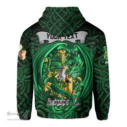 ScotsTee Shop Irish Starkey Coat of Arms Irish Hoodie Family Crest Green Dragon Of Ireland Hoodie