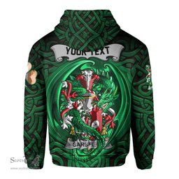 ScotsTee Shop Irish Sarsfield Coat of Arms Irish Hoodie Family Crest Green Dragon Of Ireland Hoodie