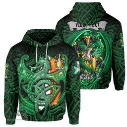 ScotsTee Shop Irish Wotton Coat of Arms Irish Hoodie Family Crest Green Dragon Of Ireland Hoodie
