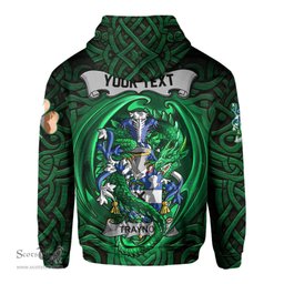 ScotsTee Shop Irish Traynor or Trainer Coat of Arms Irish Hoodie Family Crest Green Dragon Of Ireland Hoodie