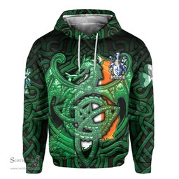 ScotsTee Shop Irish Sherlock Coat of Arms Irish Hoodie Family Crest Green Dragon Of Ireland Hoodie