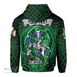 ScotsTee Shop Irish Riall or Ryle Coat of Arms Irish Hoodie Family Crest Green Dragon Of Ireland Hoodie