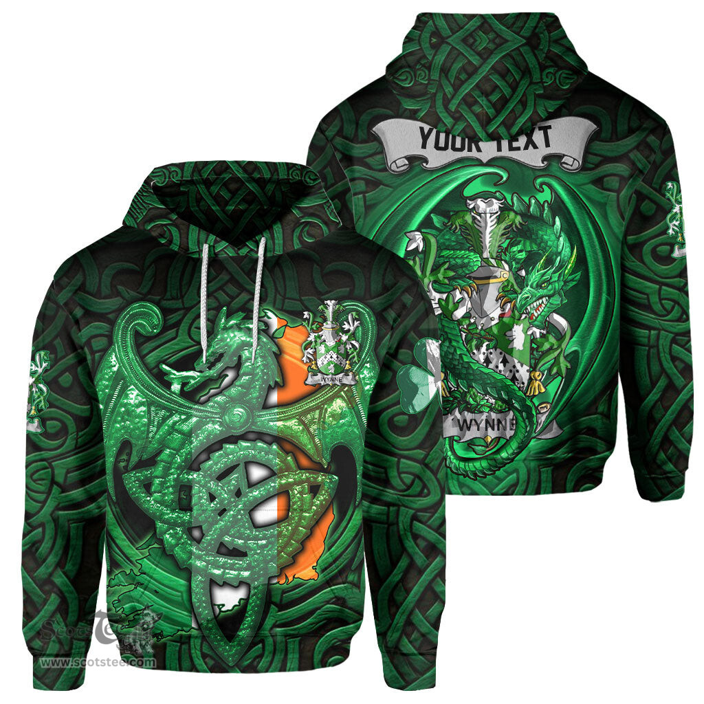 ScotsTee Shop Irish Wynne Coat of Arms Irish Hoodie Family Crest Green Dragon Of Ireland Hoodie