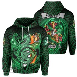 ScotsTee Shop Irish Titmarsh Coat of Arms Irish Hoodie Family Crest Green Dragon Of Ireland Hoodie