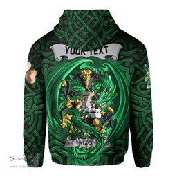 ScotsTee Shop Irish Nixon Coat of Arms Irish Hoodie Family Crest Green Dragon Of Ireland Hoodie