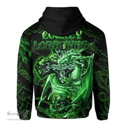 ScotsTee Shop Irish Courcy de Lord Kingsale Coat of Arms Irish Hoodie Family Crest Celtic Cross And Dragon Hoodie