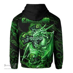 ScotsTee Shop Irish Carkham Coat of Arms Irish Hoodie Family Crest Celtic Cross And Dragon Hoodie