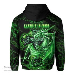 ScotsTee Shop Irish Fitz William Coat of Arms Irish Hoodie Family Crest Celtic Cross And Dragon Hoodie