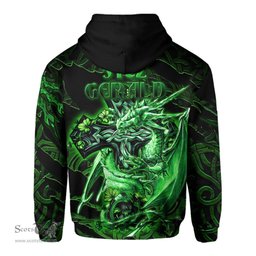 ScotsTee Shop Irish Fitz Gerald Coat of Arms Irish Hoodie Family Crest Celtic Cross And Dragon Hoodie