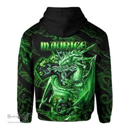 ScotsTee Shop Irish Fitz Maurice Coat of Arms Irish Hoodie Family Crest Celtic Cross And Dragon Hoodie