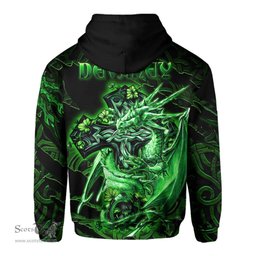 ScotsTee Shop Irish Devaney or O Devaney Coat of Arms Irish Hoodie Family Crest Celtic Cross And Dragon Hoodie