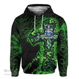 ScotsTee Shop Irish Fennelly or O Fennelly Coat of Arms Irish Hoodie Family Crest Celtic Cross And Dragon Hoodie
