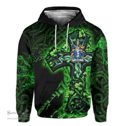 ScotsTee Shop Irish Fahey or O Fahy Coat of Arms Irish Hoodie Family Crest Celtic Cross And Dragon Hoodie