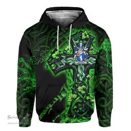 ScotsTee Shop Irish Dehany Coat of Arms Irish Hoodie Family Crest Celtic Cross And Dragon Hoodie