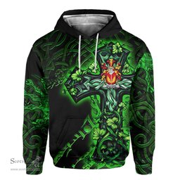 ScotsTee Shop Irish Williams Coat of Arms Irish Hoodie Family Crest Celtic Cross And Dragon Hoodie