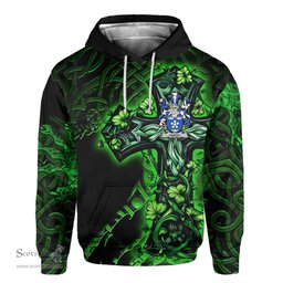 ScotsTee Shop Irish Parry Coat of Arms Irish Hoodie Family Crest Celtic Cross And Dragon Hoodie