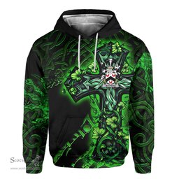 ScotsTee Shop Irish Wethers Coat of Arms Irish Hoodie Family Crest Celtic Cross And Dragon Hoodie