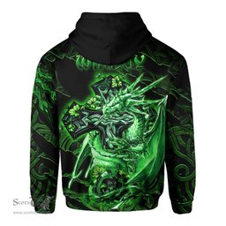 ScotsTee Shop Irish Wirley Coat of Arms Irish Hoodie Family Crest Celtic Cross And Dragon Hoodie