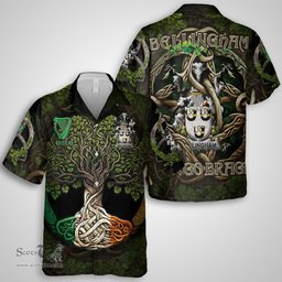 ScotsTee Shop Irish Bellingham Coat of Arms Irish Shirt Family Crest Irish Is My Root Short Sleeve Shirt
