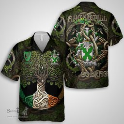ScotsTee Shop Irish Ancketill Coat of Arms Irish Shirt Family Crest Irish Is My Root Short Sleeve Shirt