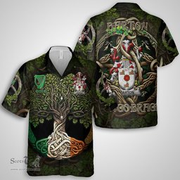 ScotsTee Shop Irish Barton Coat of Arms Irish Shirt Family Crest Irish Is My Root Short Sleeve Shirt
