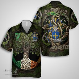 ScotsTee Shop Irish Brinkley Coat of Arms Irish Shirt Family Crest Irish Is My Root Short Sleeve Shirt