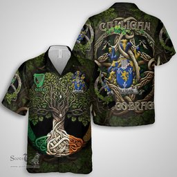 ScotsTee Shop Irish Culligan or McColgan Coat of Arms Irish Shirt Family Crest Irish Is My Root Short Sleeve Shirt