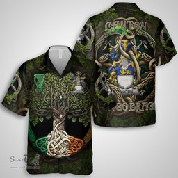 ScotsTee Shop Irish Canton Coat of Arms Irish Shirt Family Crest Irish Is My Root Short Sleeve Shirt