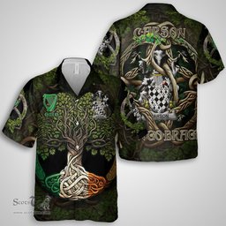 ScotsTee Shop Irish Carson Coat of Arms Irish Shirt Family Crest Irish Is My Root Short Sleeve Shirt