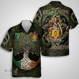 ScotsTee Shop Irish Haltridge Coat of Arms Irish Shirt Family Crest Irish Is My Root Short Sleeve Shirt