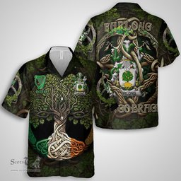 ScotsTee Shop Irish Furlong Coat of Arms Irish Shirt Family Crest Irish Is My Root Short Sleeve Shirt
