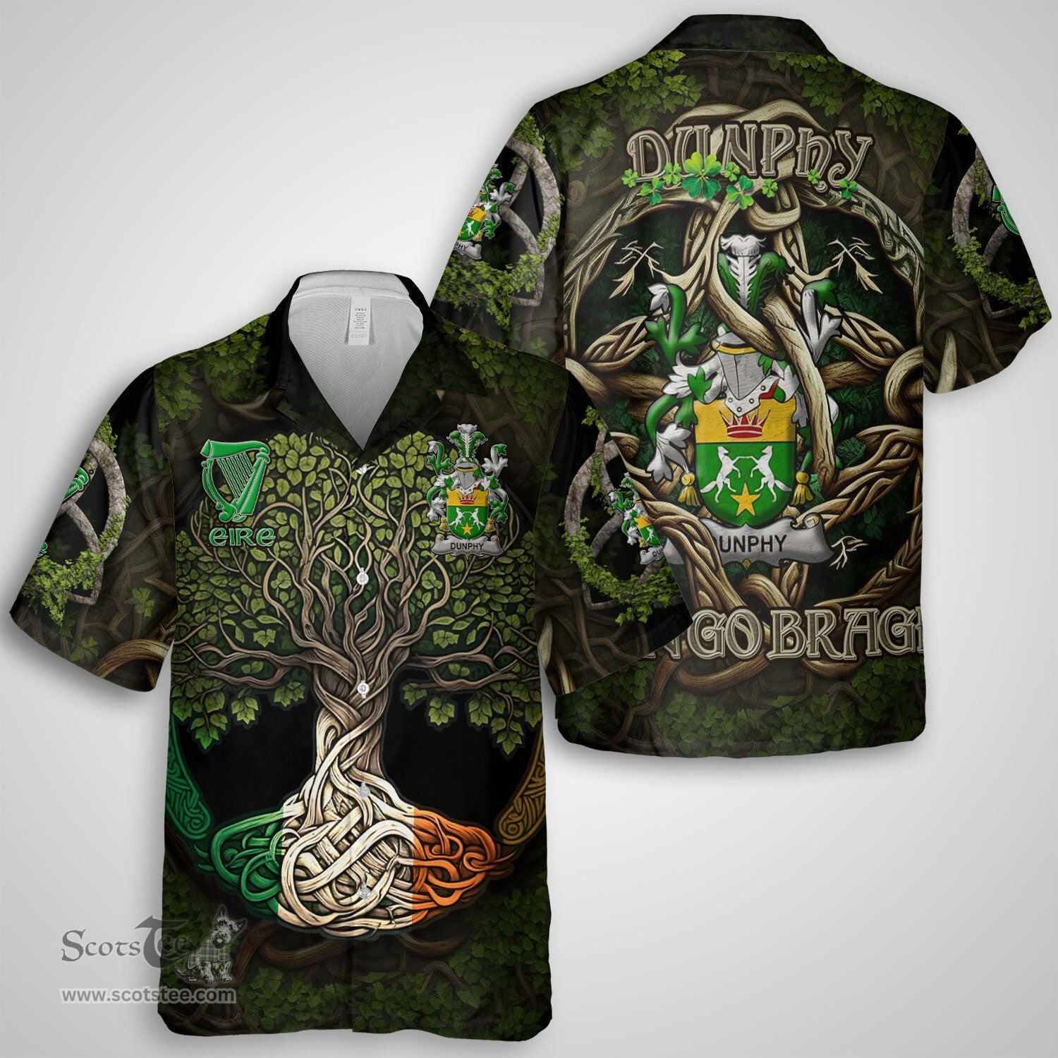 ScotsTee Shop Irish Dunphy Middle Temple Burke s Coat of Arms Irish Shirt Family Crest Irish Is My Root Short Sleeve Shirt