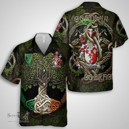 ScotsTee Shop Irish Goodwin Coat of Arms Irish Shirt Family Crest Irish Is My Root Short Sleeve Shirt