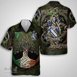 ScotsTee Shop Irish Fortescue Coat of Arms Irish Shirt Family Crest Irish Is My Root Short Sleeve Shirt