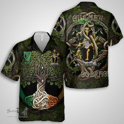 ScotsTee Shop Irish Gillman Coat of Arms Irish Shirt Family Crest Irish Is My Root Short Sleeve Shirt