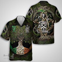 ScotsTee Shop Irish Feely or O Feehily Coat of Arms Irish Shirt Family Crest Irish Is My Root Short Sleeve Shirt