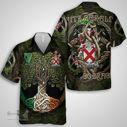 ScotsTee Shop Irish Fitz Gerald Coat of Arms Irish Shirt Family Crest Irish Is My Root Short Sleeve Shirt